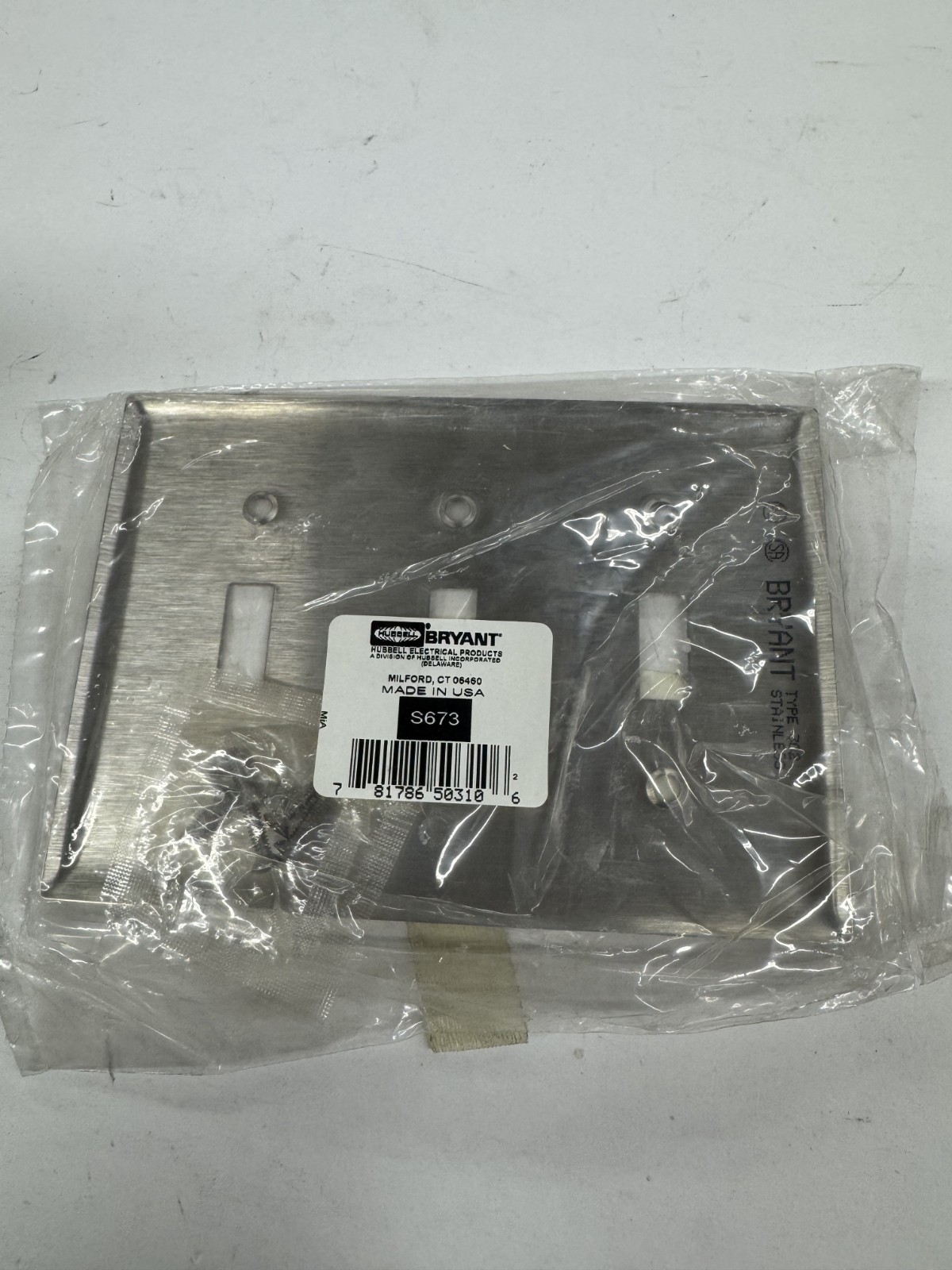 QTY/17 Bryant S673 3 Toggle Switch Wall Plate 302/304 Stainless Steel