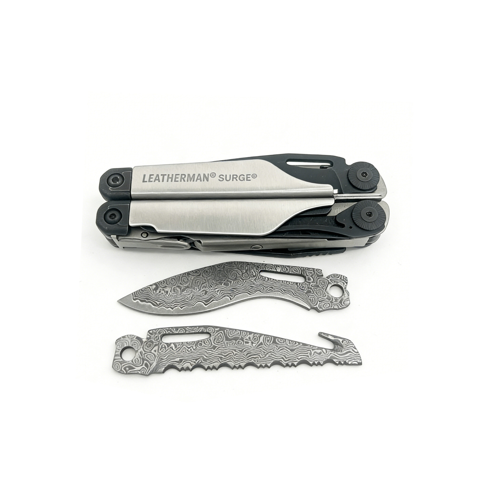 GearNexon VG10 Damascus Saw & Kukri Blade Set for Leatherman Surge | USA Stock