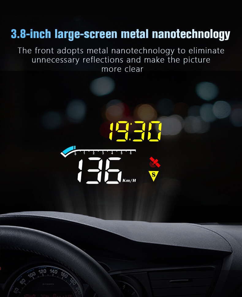 Car HUD Digital Speedometer Projector Head Up Display OBD2 GPS Overspeed Alarm