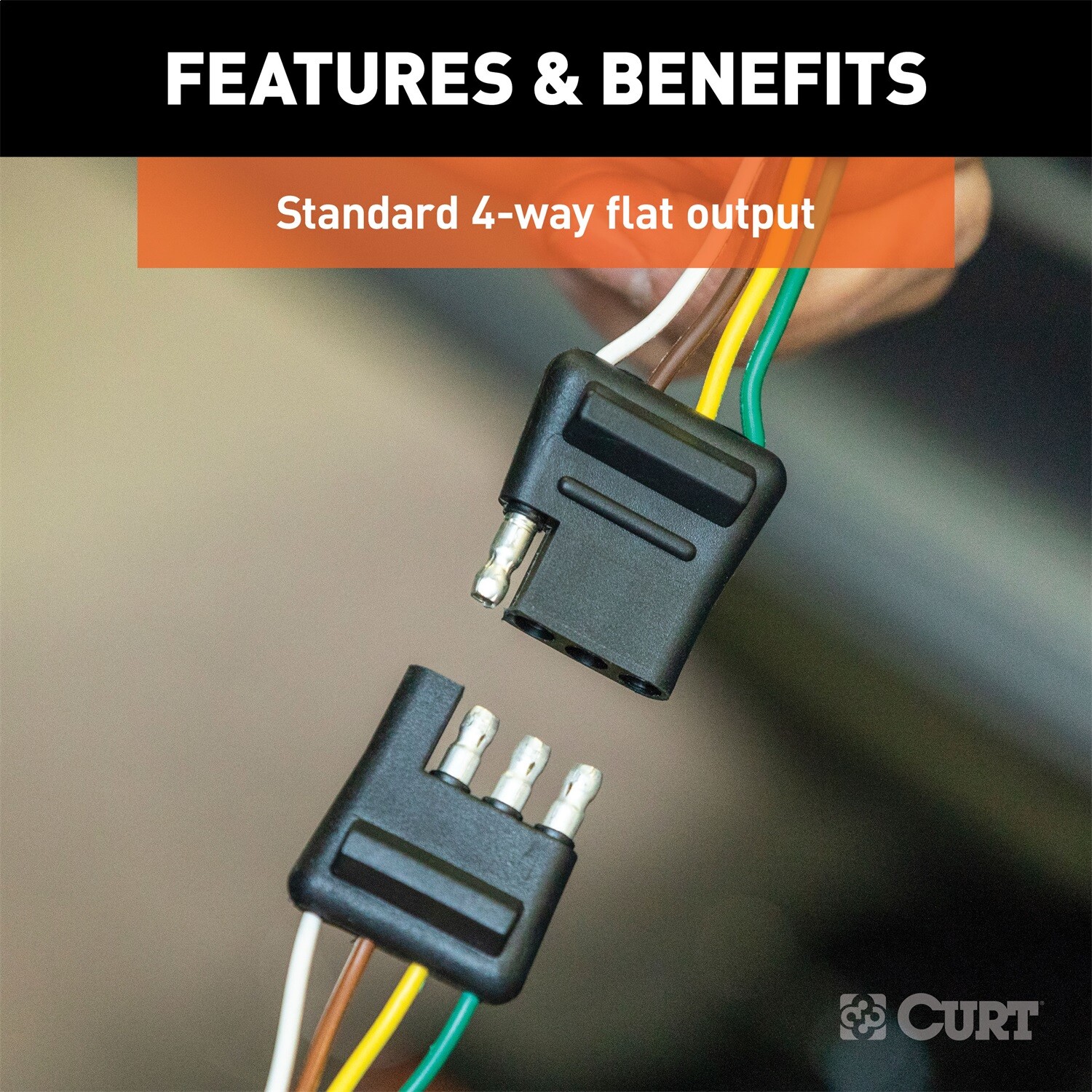 CURT 58380 4-Way Flat Connector Plug & Socket with 12" Wires