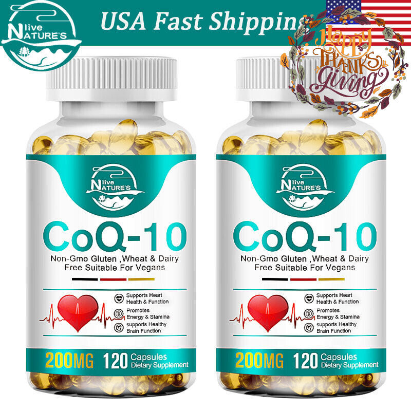 CoQ10 200mg 2 x 120 capsules Q10 C0q 10 Coenzyme Cardiovascular Heart Health NL