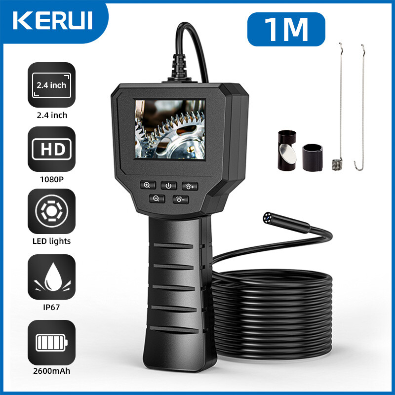 1M 1080P 6LED Borescope 2.4" Screen IP67 Waterproof Handheld Endoscope Camera