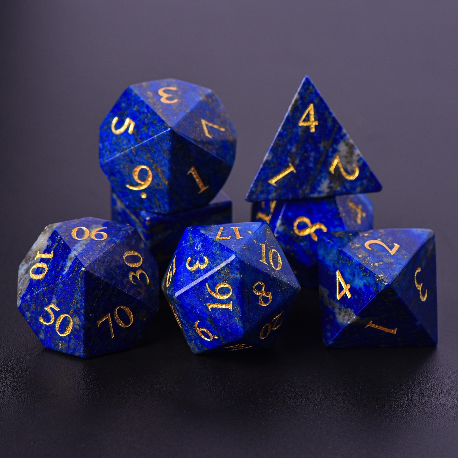 Lapis Lazuli Gemstone Dice Set Dungeons and Dragons Gemstone Dice Set