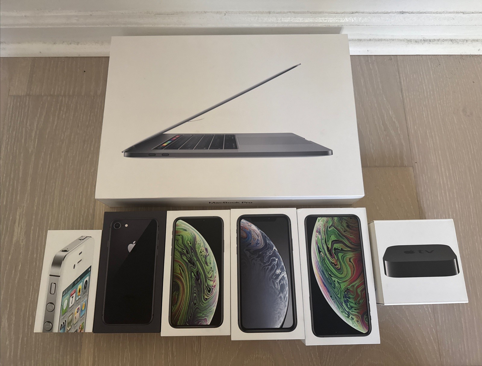 EMPTY BOXES LOT Apple Product– MacBook Pro, iPhones and Apple TV