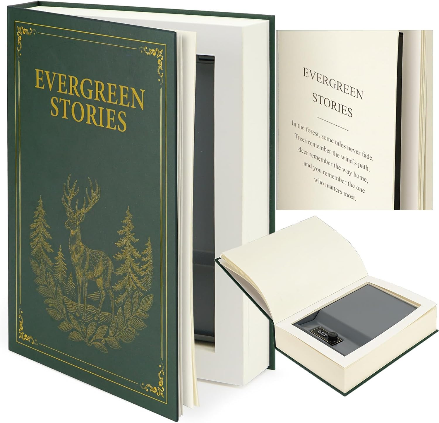 Large Decorative Book Safe with Combination Lock, 10.82"×7.67"×1.77" Hidden Stor