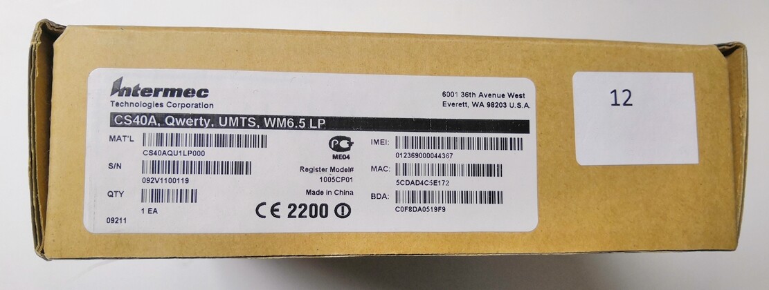 Intermec CS40 Handheld Mobile Computer Alphanumeric Imager Wifi Bluetooth - New