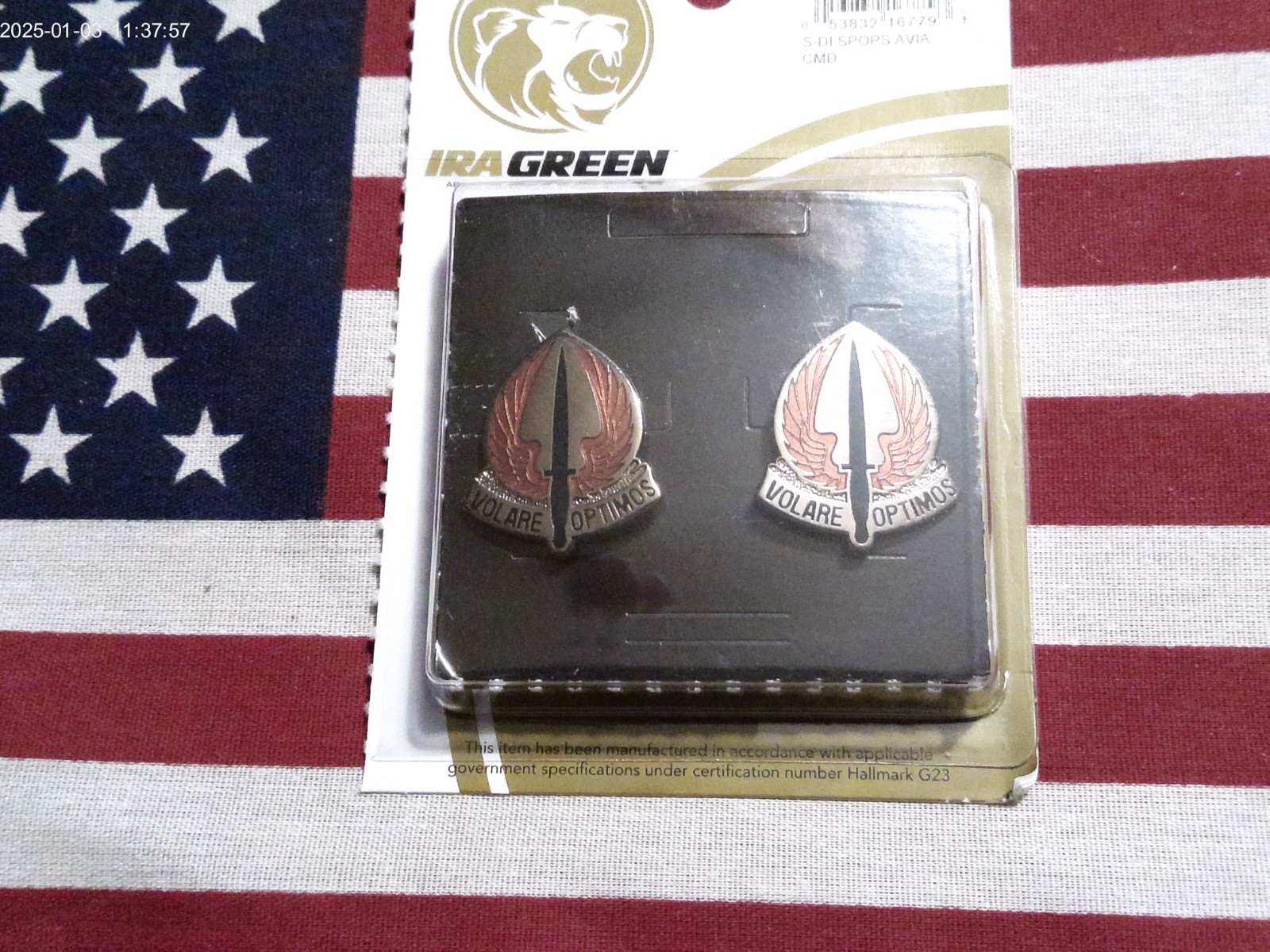 US ARMY SPECIAL OPERATIONS AVIATION COMMAND CREST DI DUI NIP PAIR