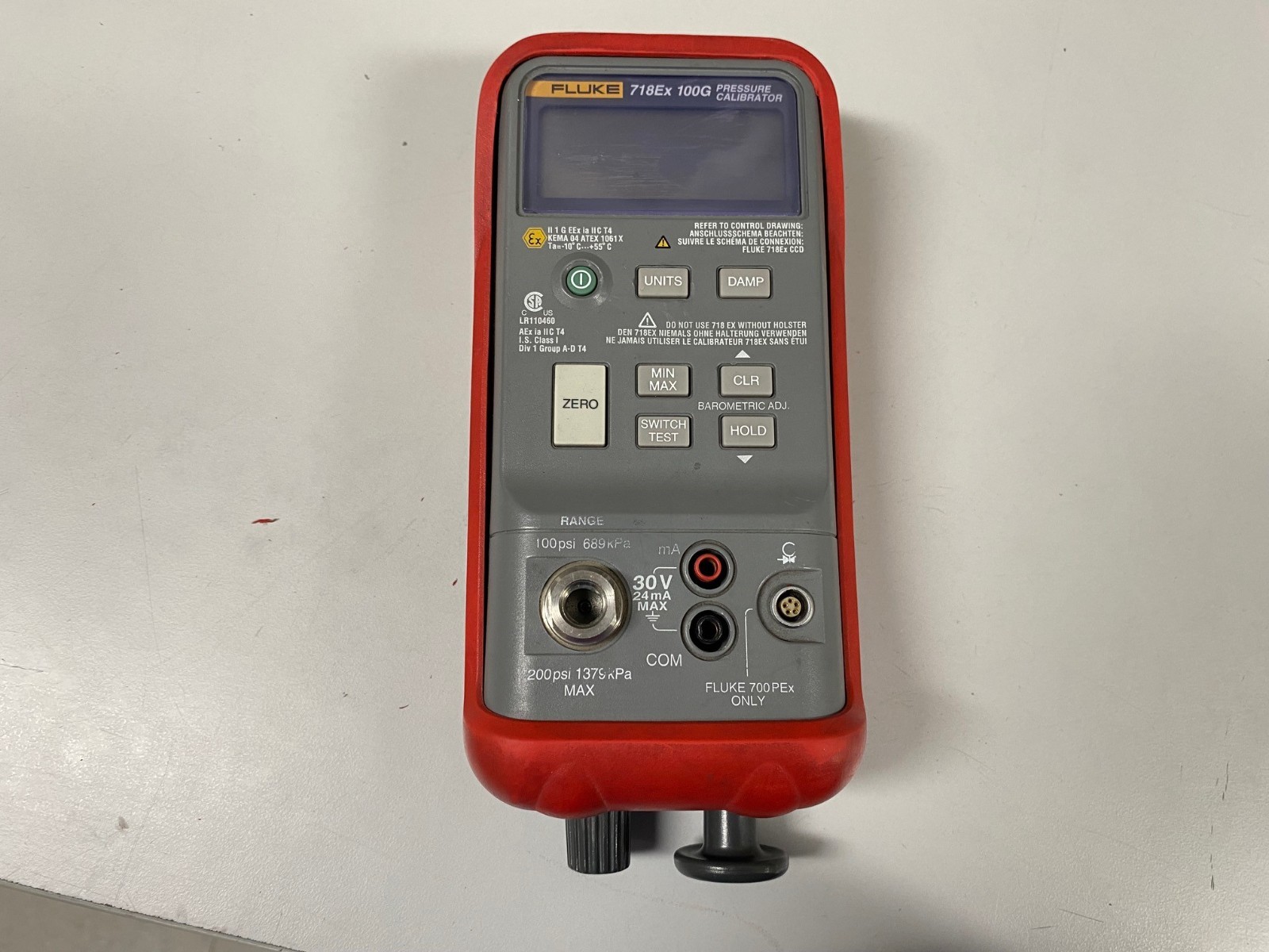 Fluke 718EX-100 Intrinsically Safe Pressure Calibrator