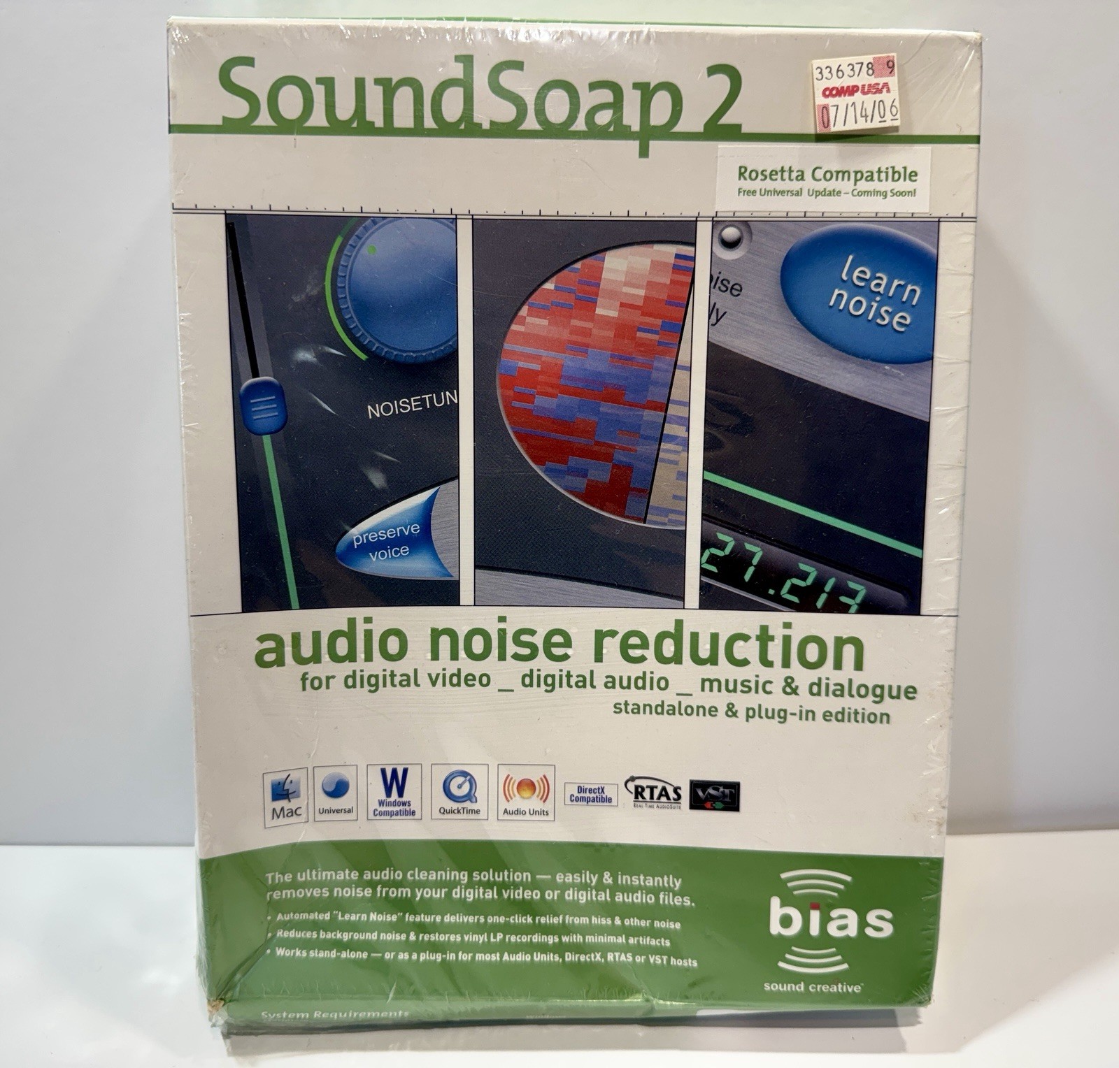 BIAS SoundSoap 2 Audio Noise Reduction Software Editing PC MAC Windows NEW Rare