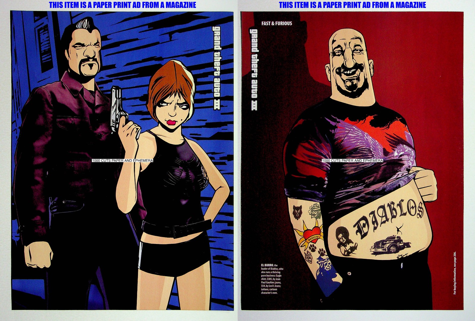 Grand Theft Auto III Miguel & Misty El Burro 2002 Trade Print Magazine Ad Poster
