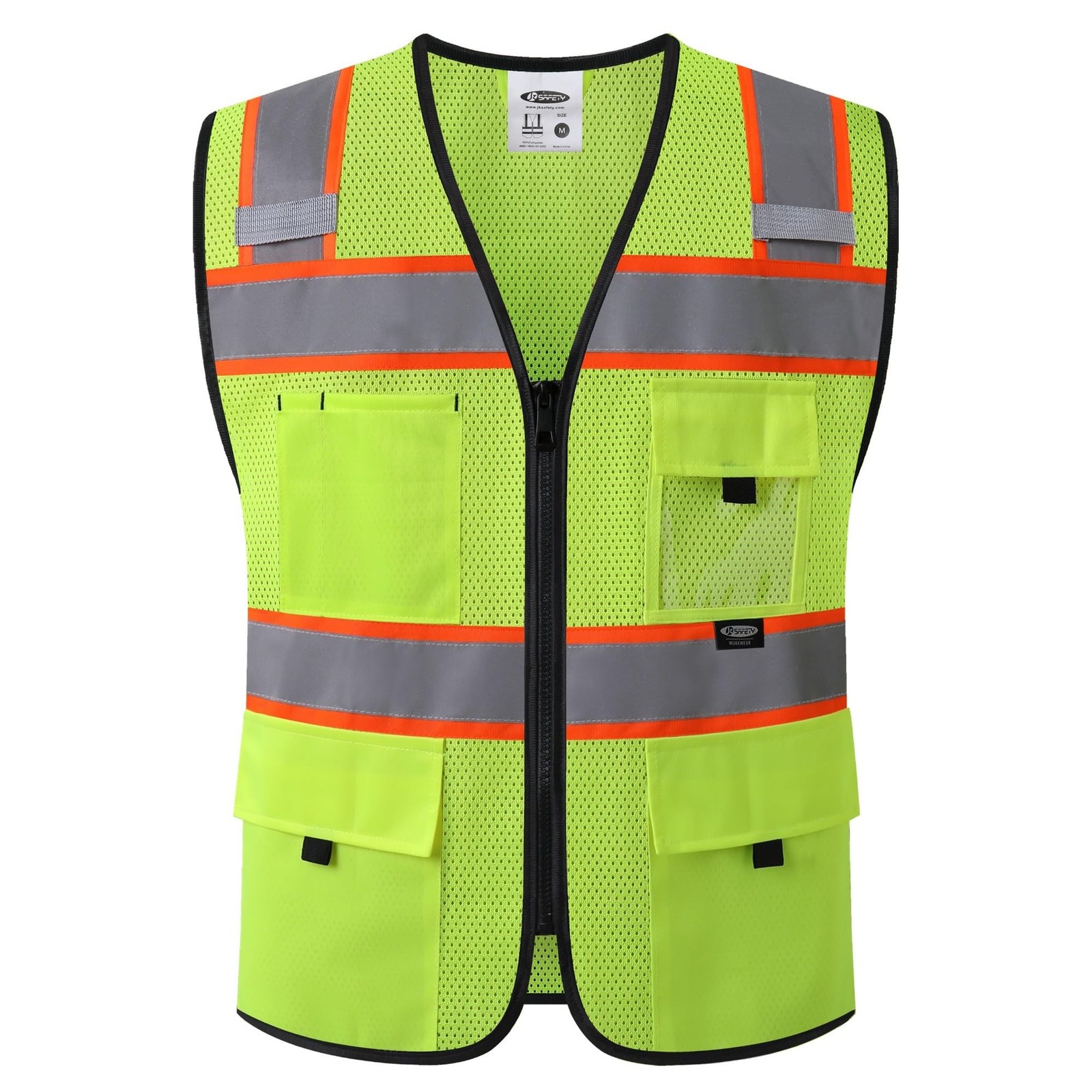 JKSafety Safety Vest for Men Women Hi Vis Relfective Vest with Pockets High V...