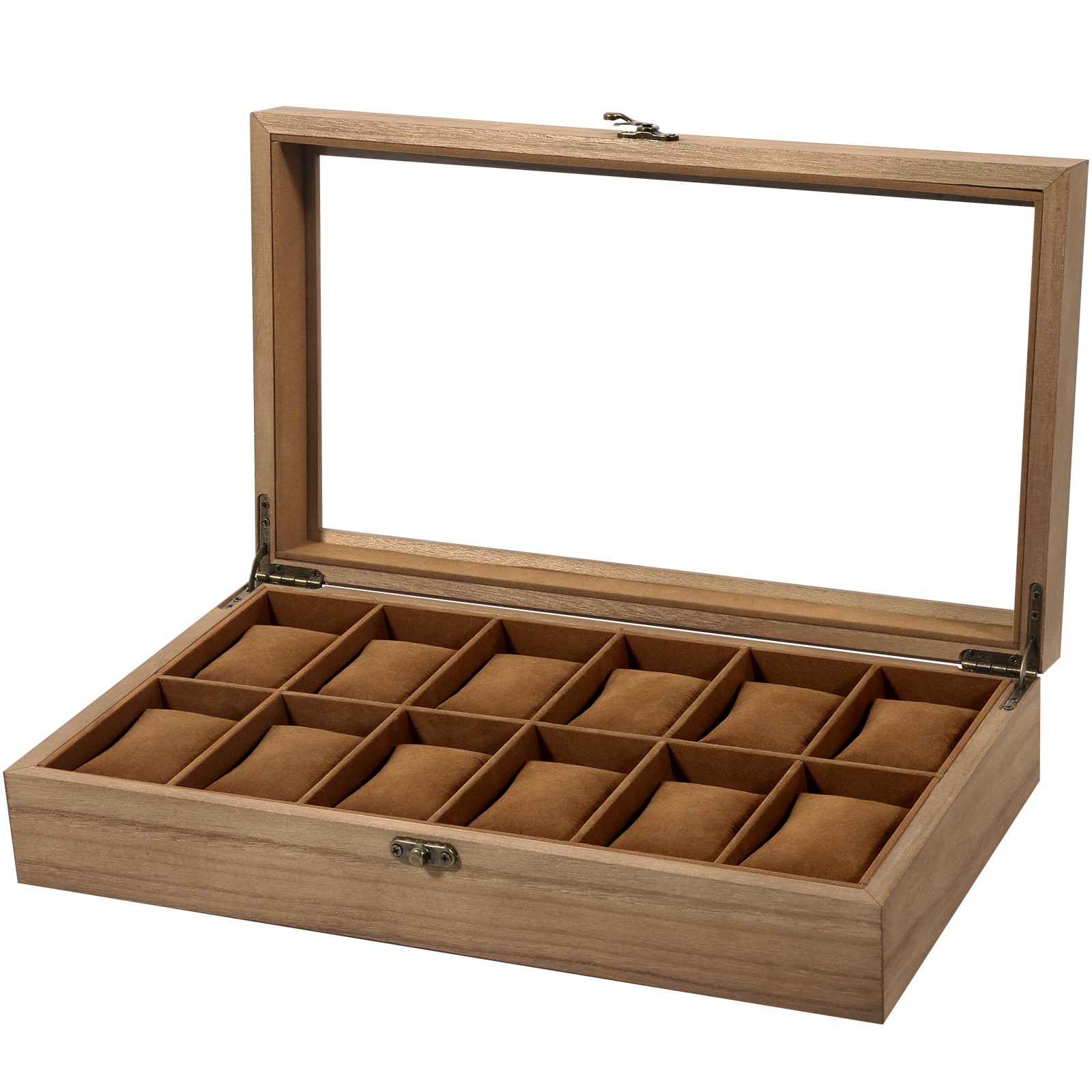 12 Slots Watch Box Solid Wood Watch Case Jewelry Storage Display Case Gift