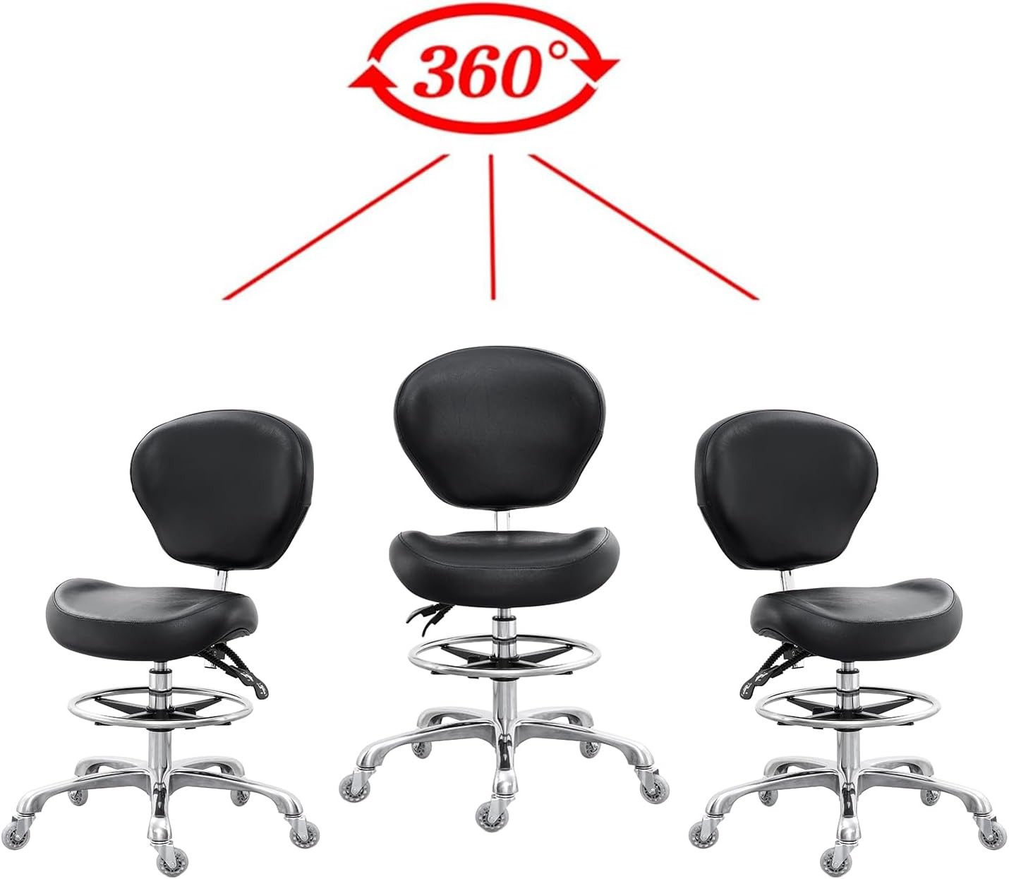 Adjustable Drafting Chair Tall Shop Stool Rolling