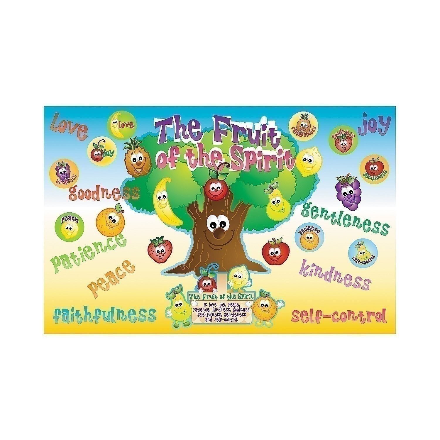 For faithful fun nothing tops this Fruit of the Spirit Bulletin Board Set which