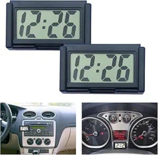 2 Pcs Mini Digital Clock Small Magnetic Car Dashboard Clocks St Color: black 2