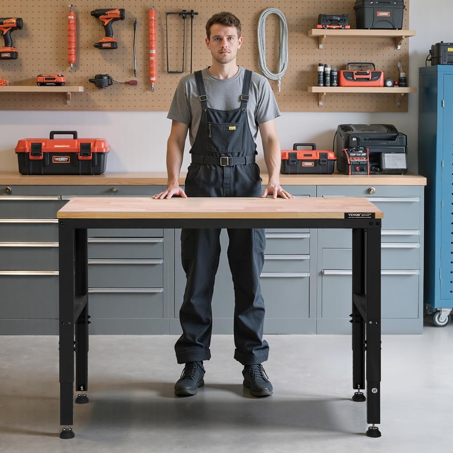Versatile Adjustable Work Bench - 48 x 20 Inches, 2000 lbs with USB & AC Outlets