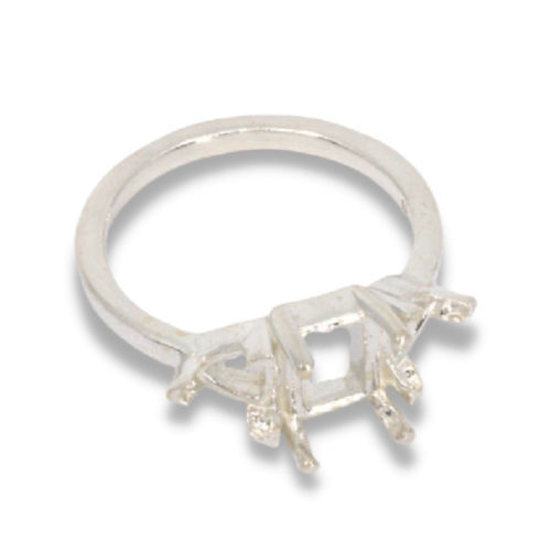 Low Profile Emerald Trillion Accented Pre-notched Ring Mounting