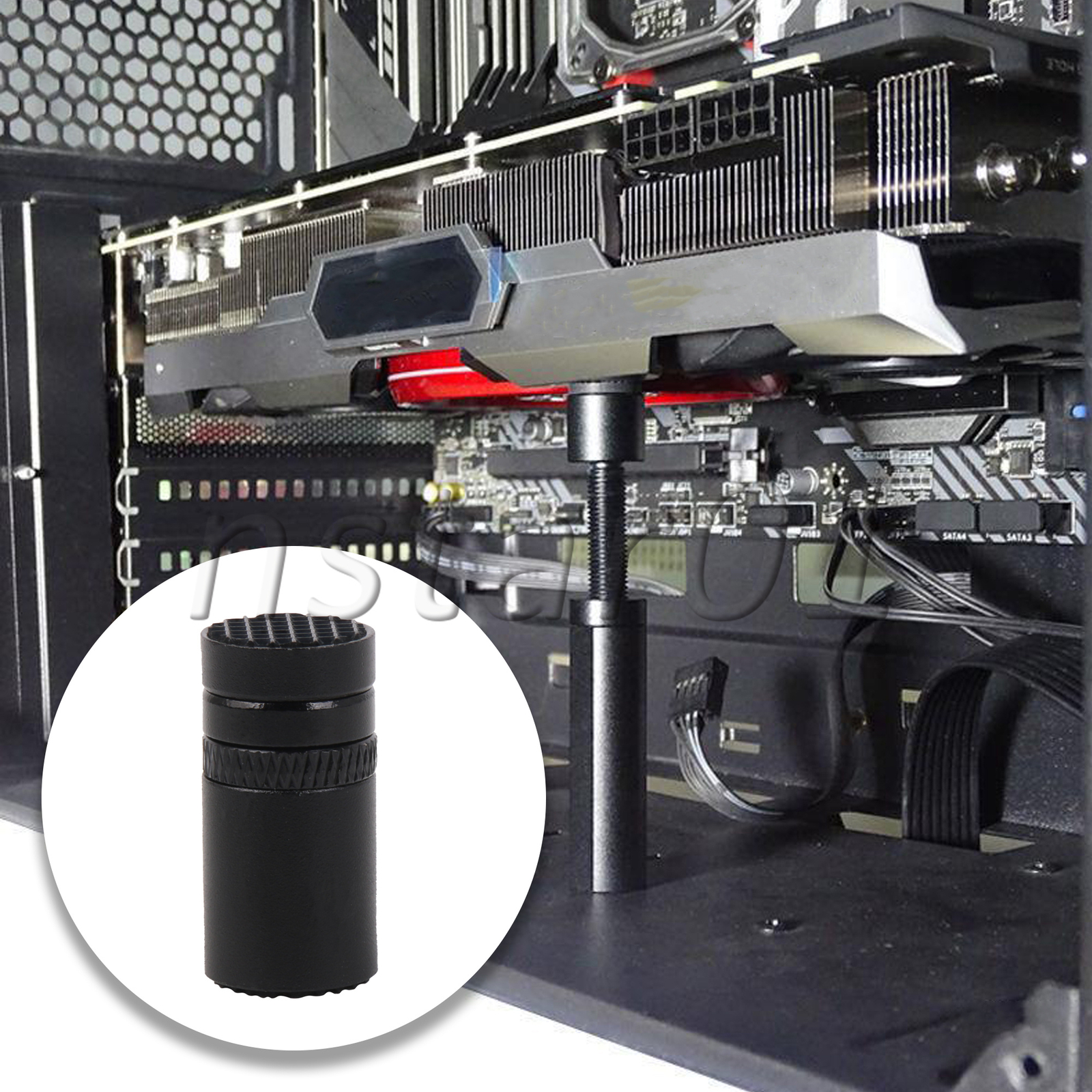 Aluminum Graphics Card Support Computer GPU Brace Holder 1.06 - 1.97 Inch Black