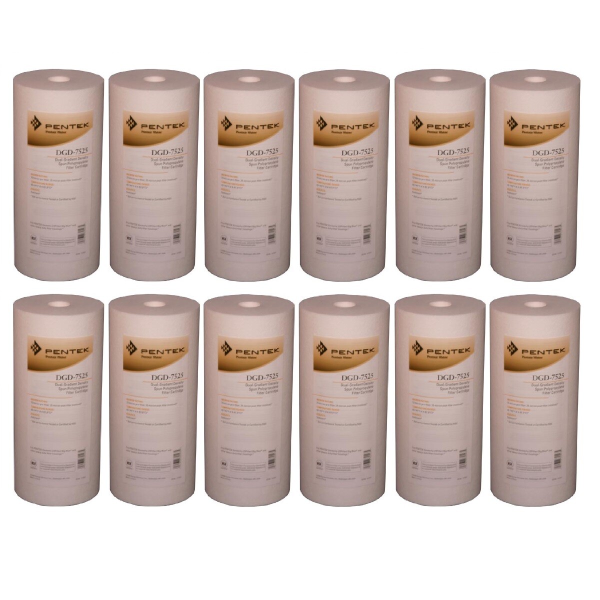 Pentek DGD-7525 25 Micron Whole House 10 Inch Sediment Water Filter 12 Pack