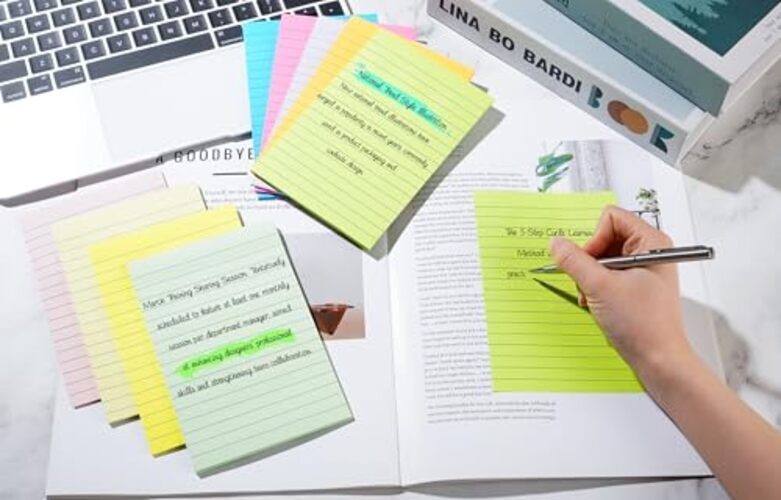 (18 Pack) Lined Sticky Notes 4x6 in Post, Self-Stick Padss Sticky Bright Color