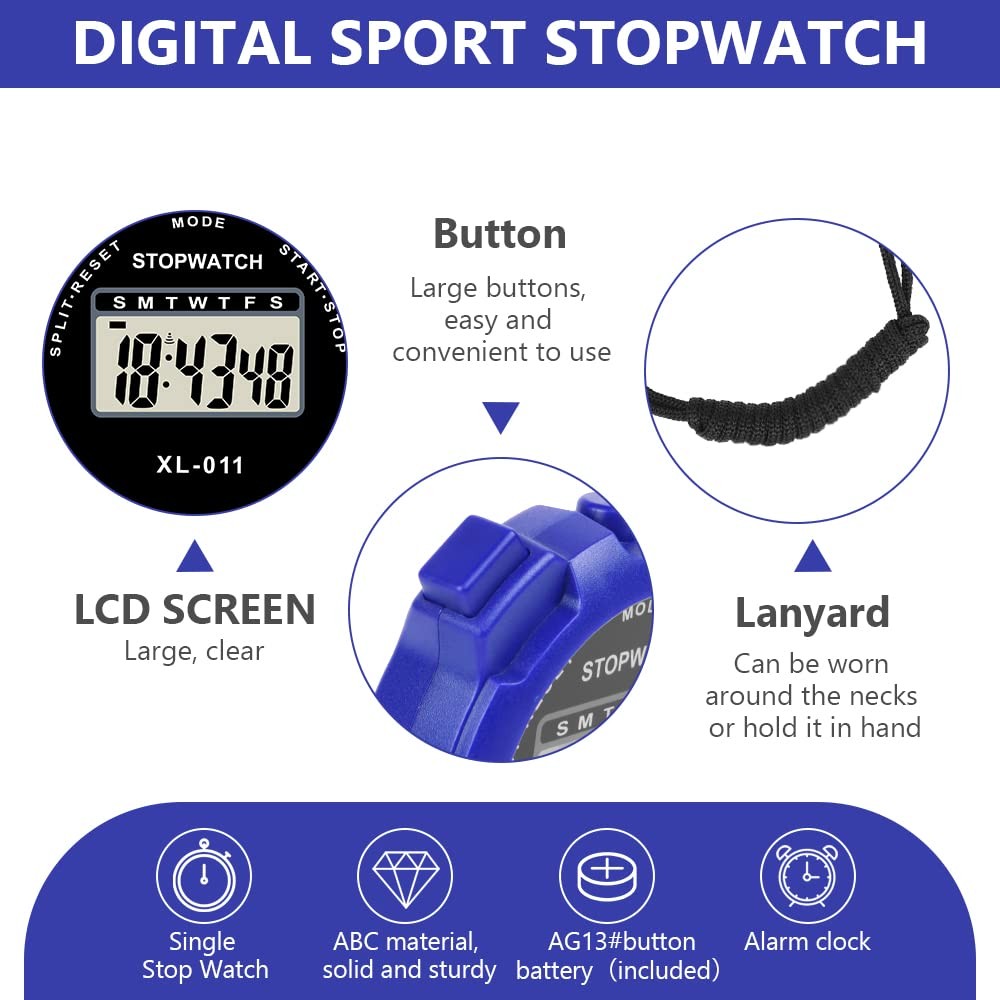 Digital Sport Timer Single Lap Split Stopwatch for Coaches Kids Training