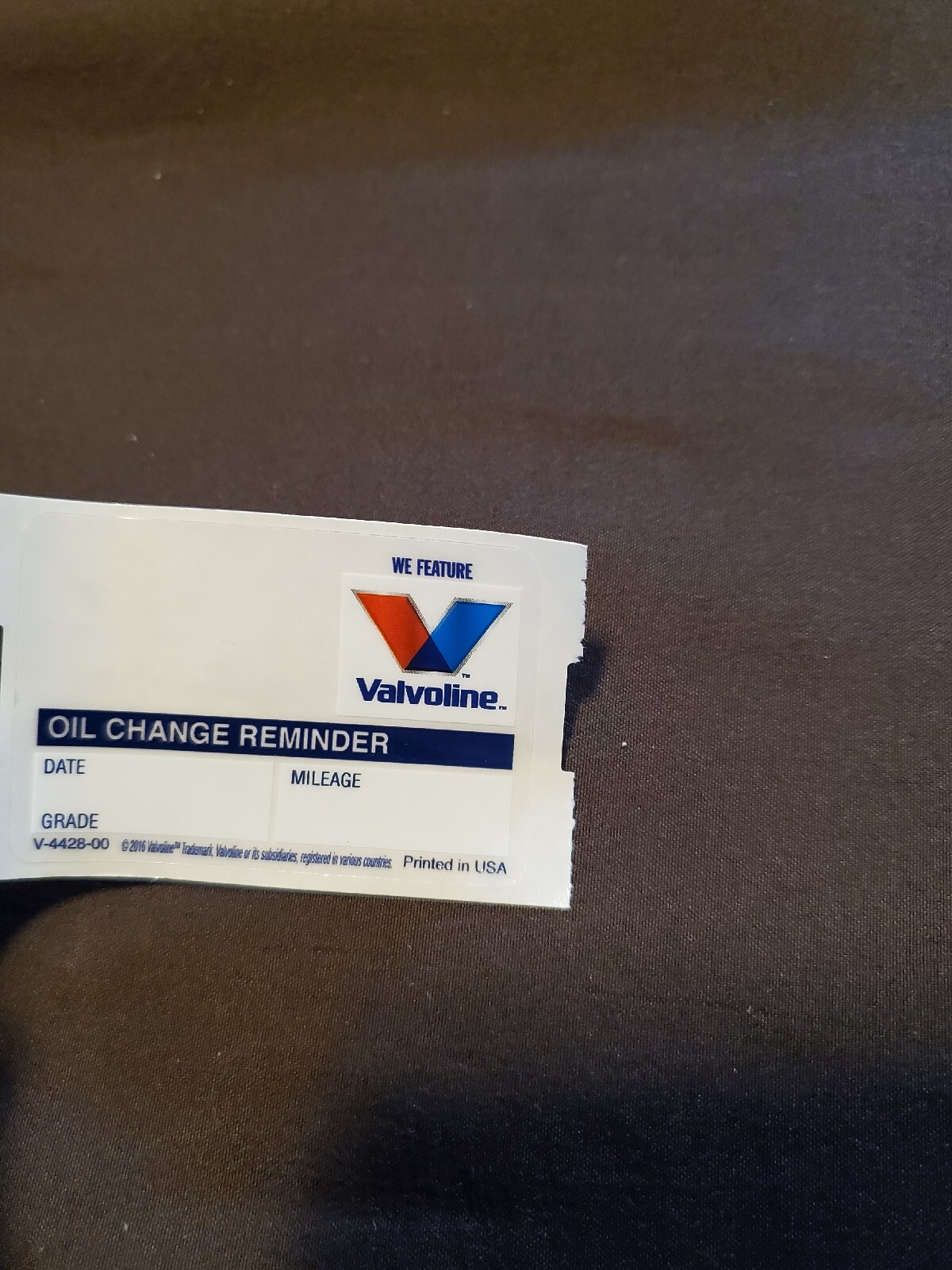 Lot Of 25 Oem Valvoline V-4428-00 Oil Change Stickers 2016 Usa