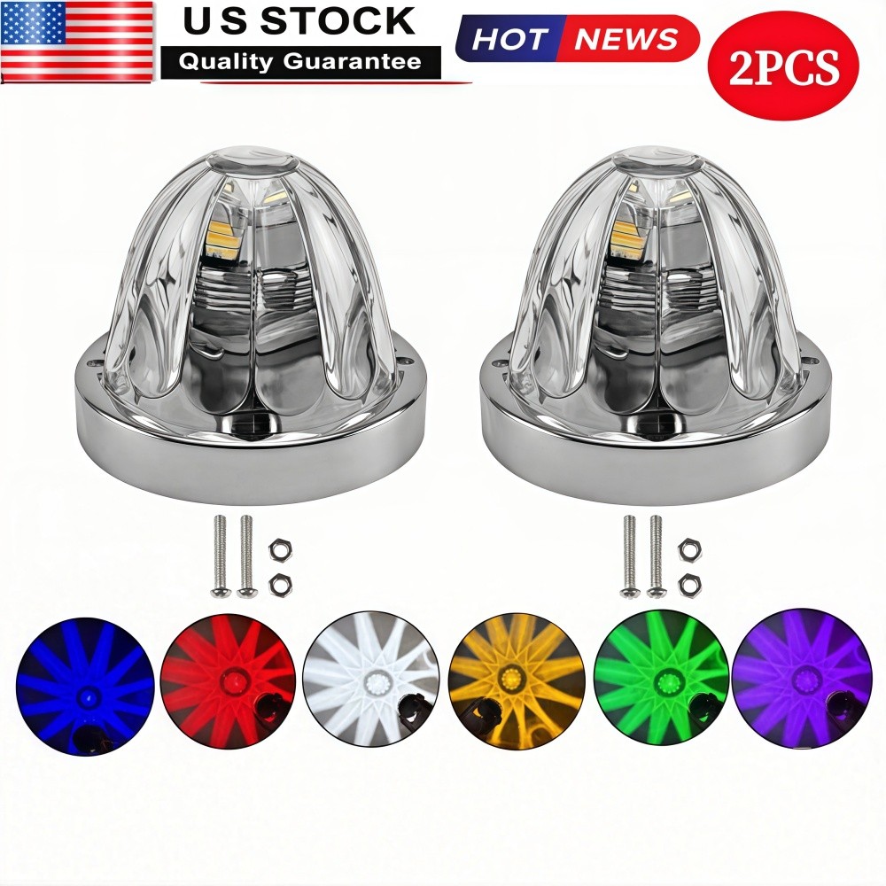 2Pcs Glass Watermelon Lights Side Marker Turn Signal Lamp 3 Inch Clear Lens IP67
