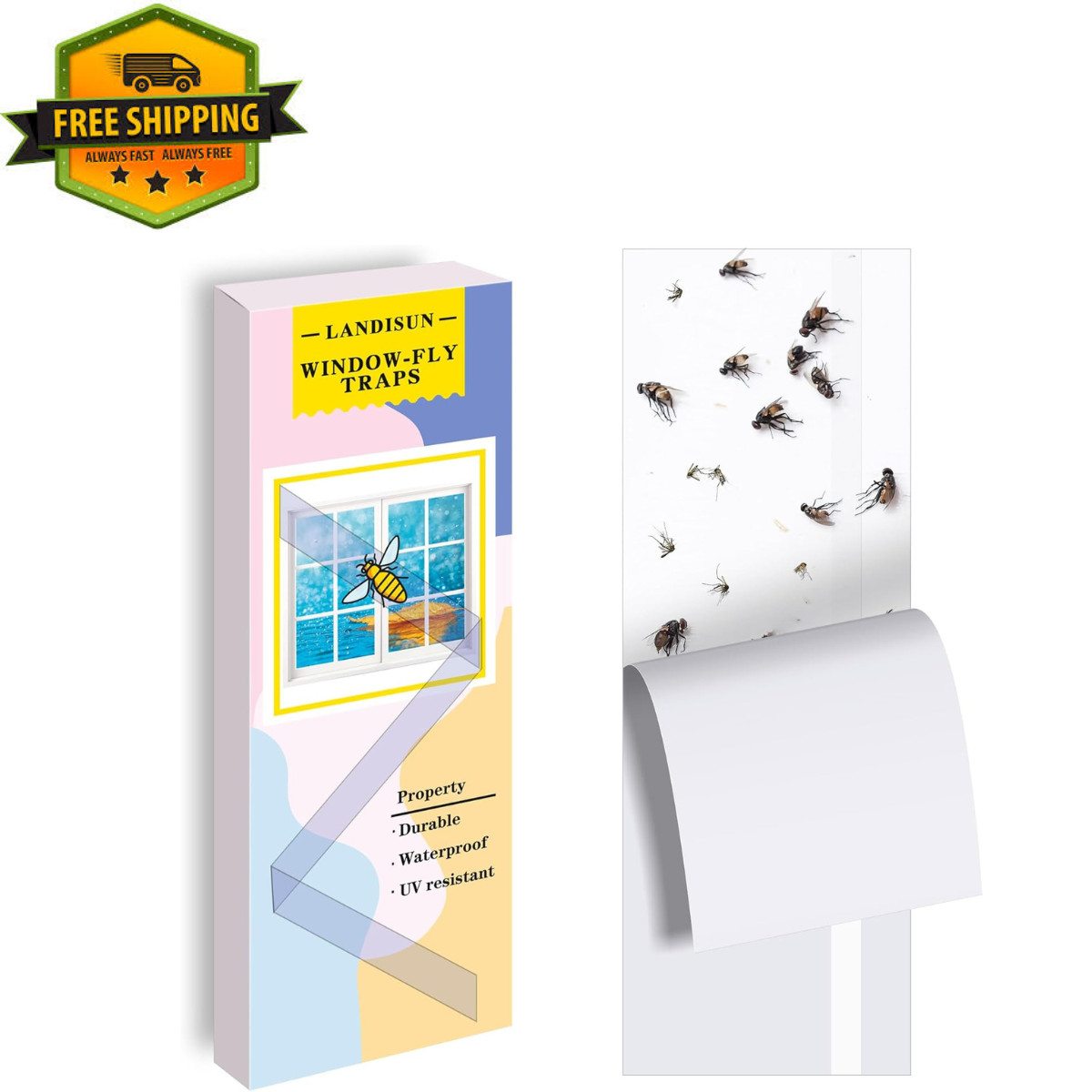 30 Pack Fly Trap Indoor Fruit Windows Paper Glue Sticky Fly Catcher Tape Strips