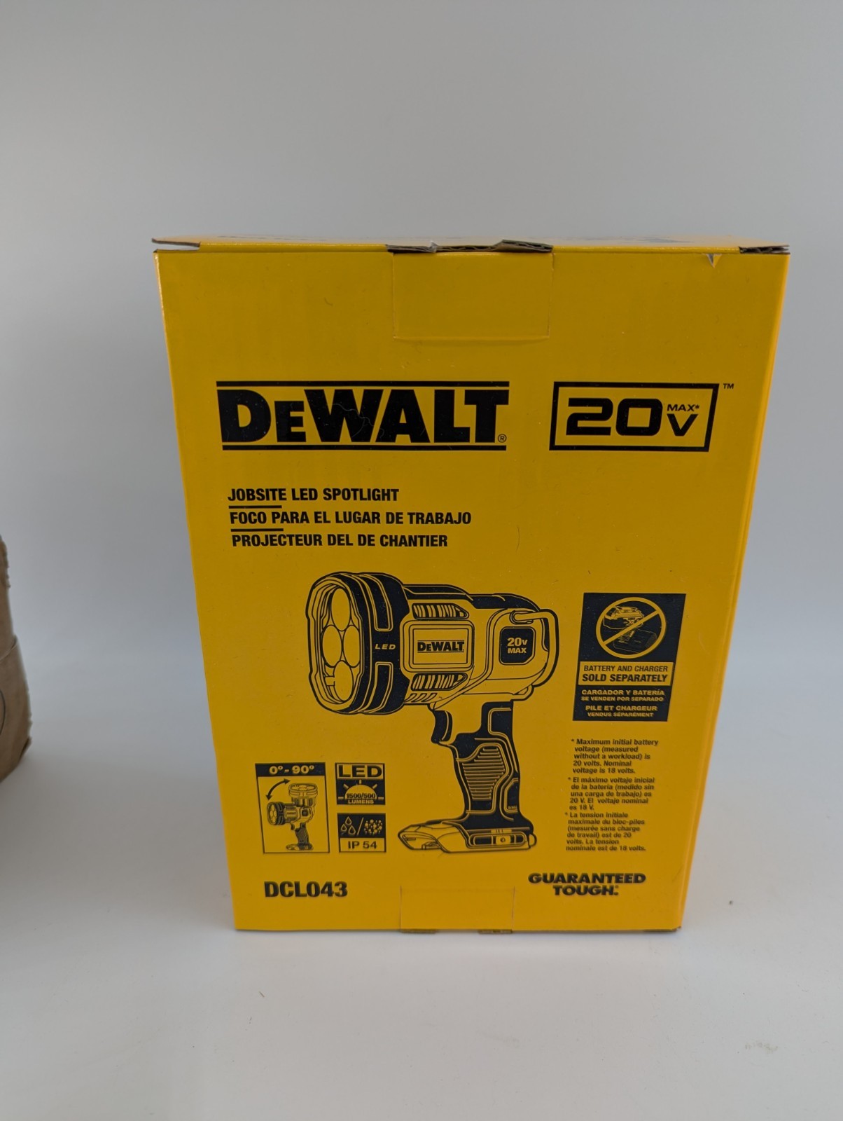 New DeWalt DCL043 20V Max Cordless LED Jobsite Spotlight Spot Light 20 volt