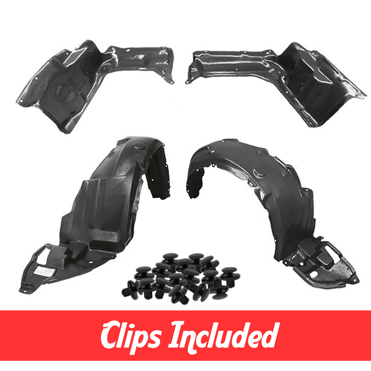 Fender Liner & Lower Engine Under Cover Set w/ Clips For 09-10 Toyota Corolla