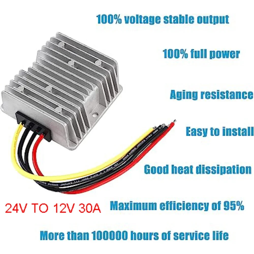 24V to 12V 10A 15A 20A 30A Step Down Converter DC Buck Voltage Cars Boat Solar