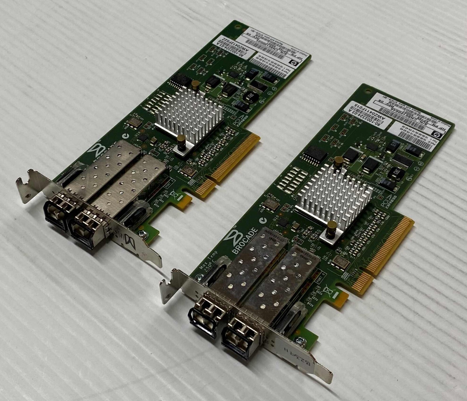 Lot of 2x HP AP768-60001 PCIe Fibre Channel 4G Replace w/spare 571519-001 W/ SFP
