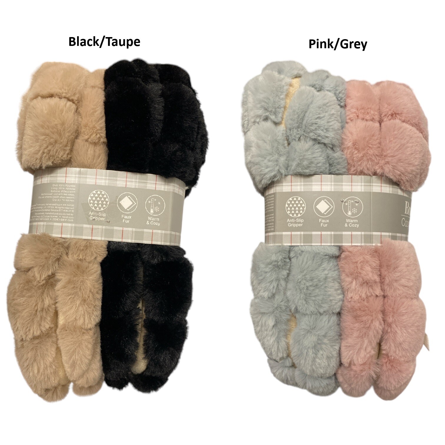 Brookstone Women's Soft and Cozy Slipper Socks with Anti-Slip Grippers, 2 Pack