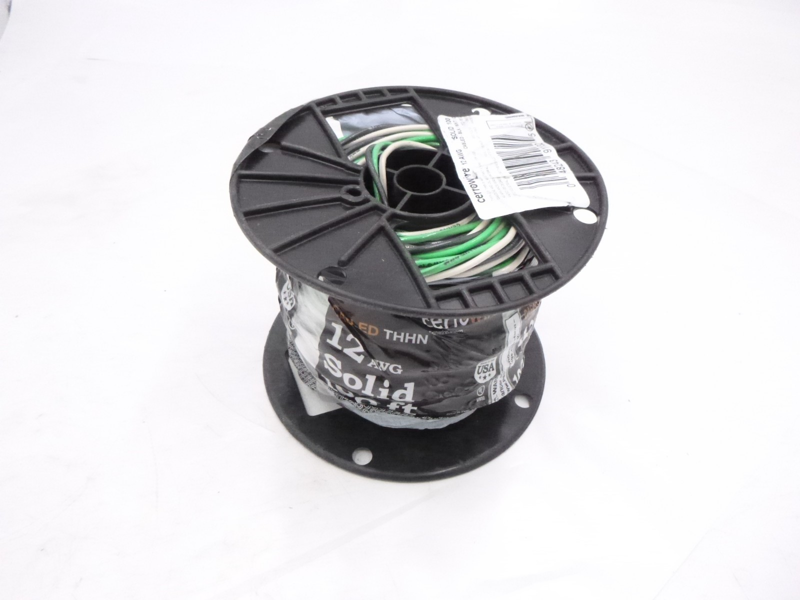 Cerrowire Tri-Wire THHN 112-161253C 12AWG Solid Copper 100ft Black White Green