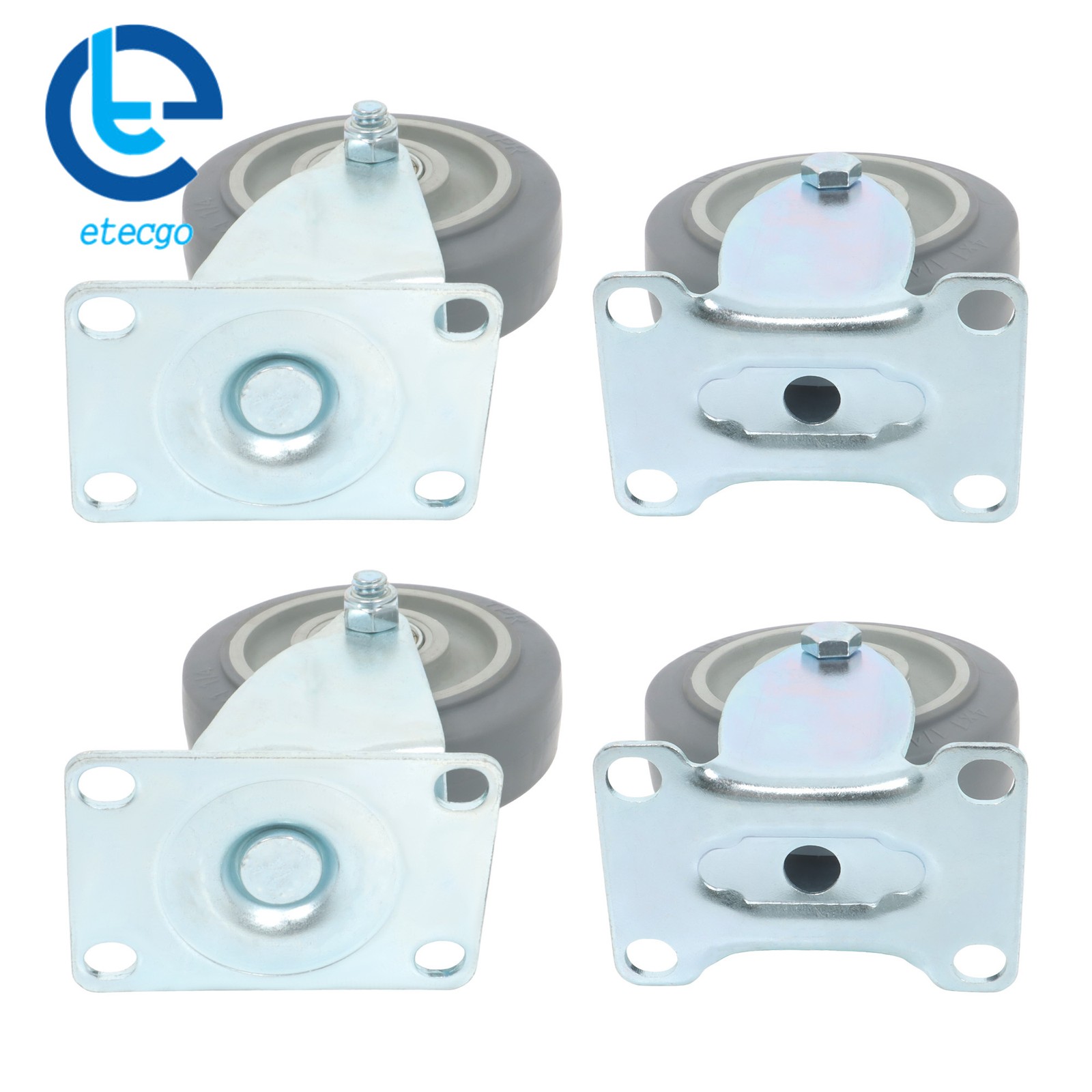 2 Straight & 2 Diagonal Belt Brakes 4 Inch 1200Lbs  Swivel Caster Wheels 4 Pack
