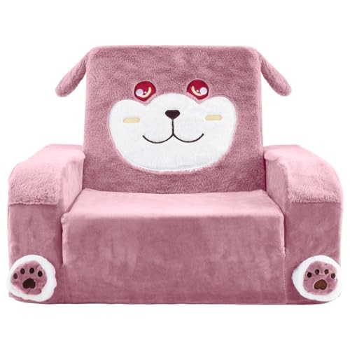 Toddler Couch Chair Comfy, Kids Couch Peach Squared Kids Couch with armrests