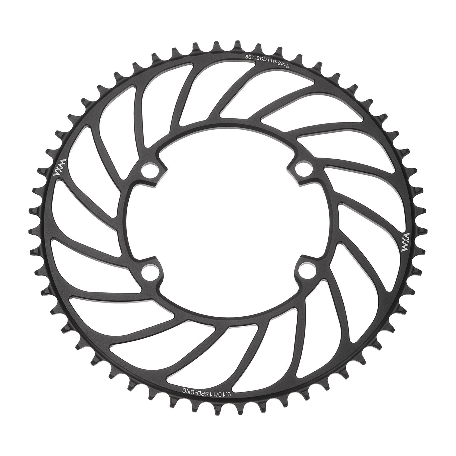 110BCD Bike Chainring 56T 232mm Diameter Round Aluminum Narrow Wide Tooth Black