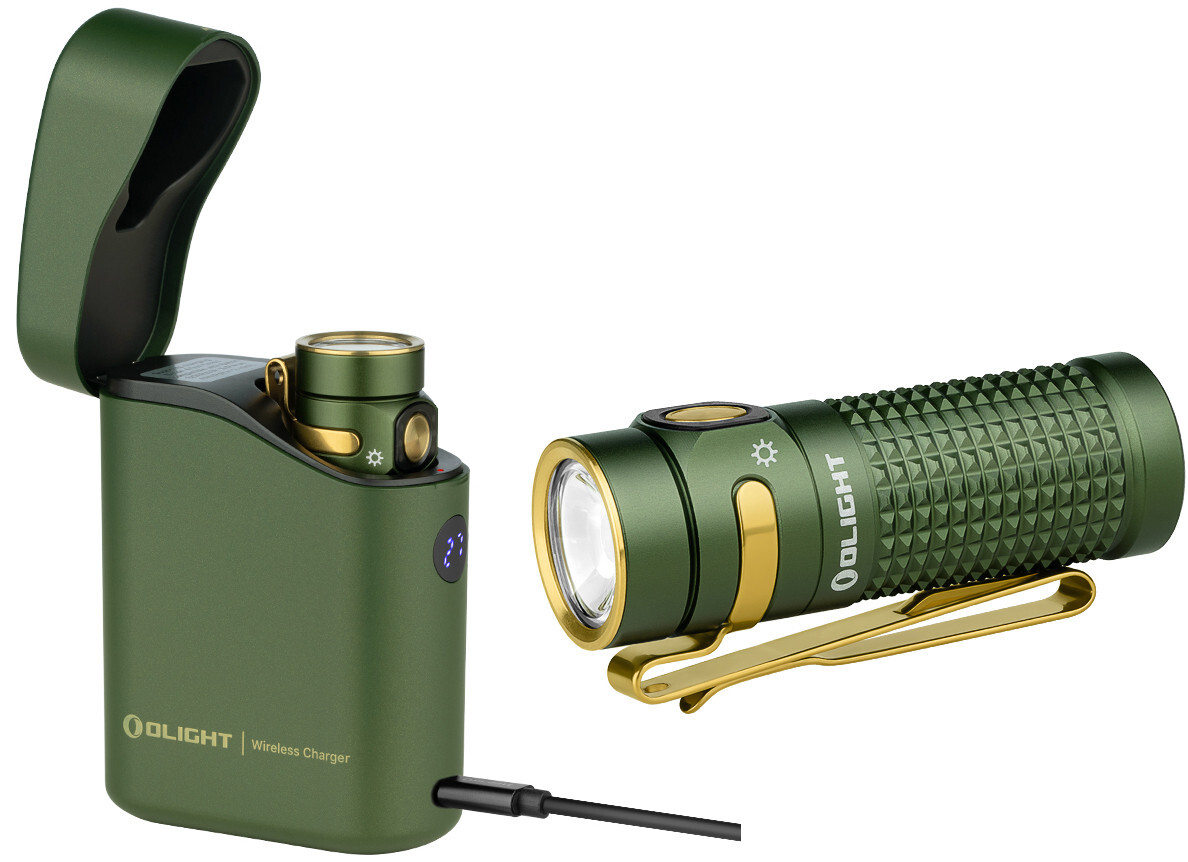 Olight Baton 4 OD Green Premium Rechargeable Flashlight & Charging Case, 1300 L