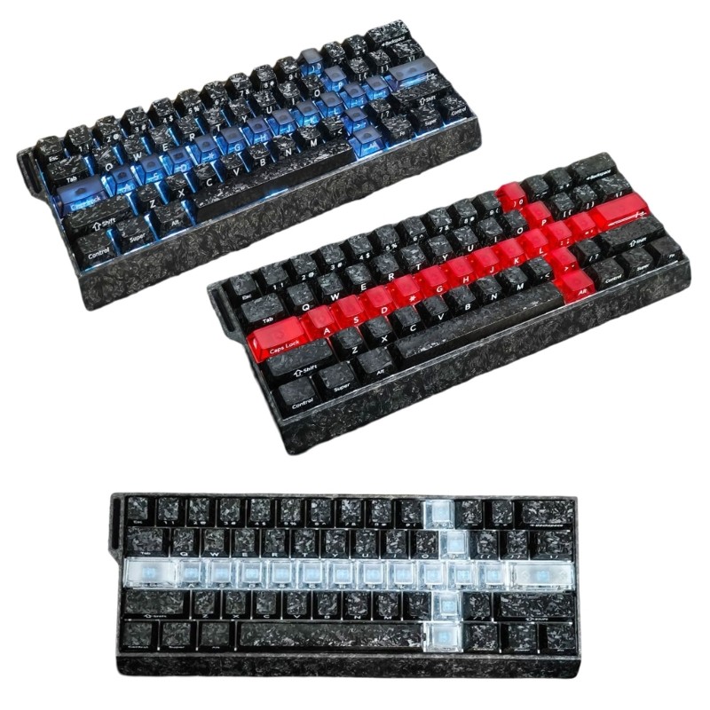 Foggy Transparency 19Key Keycaps Set Carbon-Look Keycap For Mechanical Keyboards