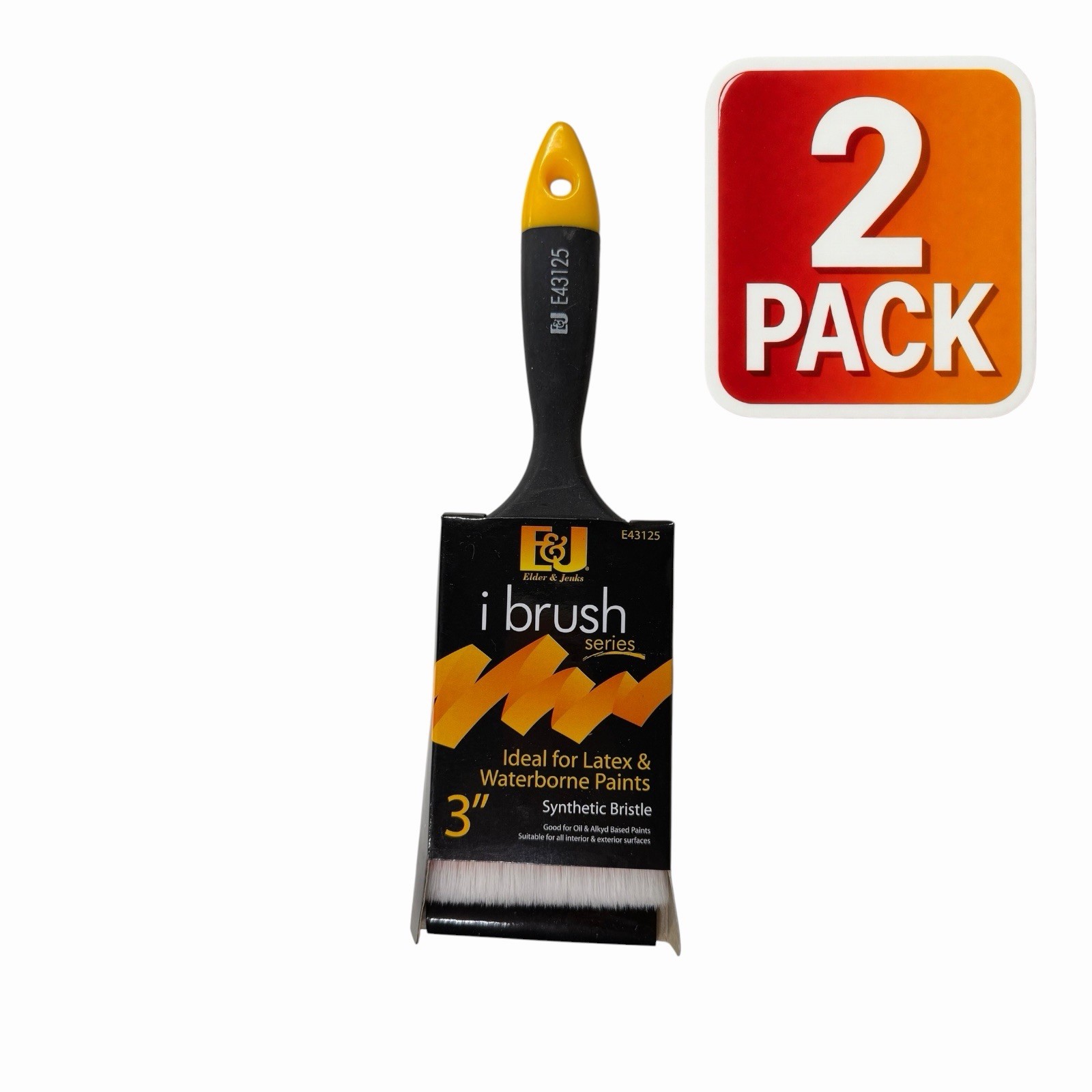 Elder & Jenks 3" i-brush Series Flat Paint Brushes Synthetic Bristle E43125 2pk