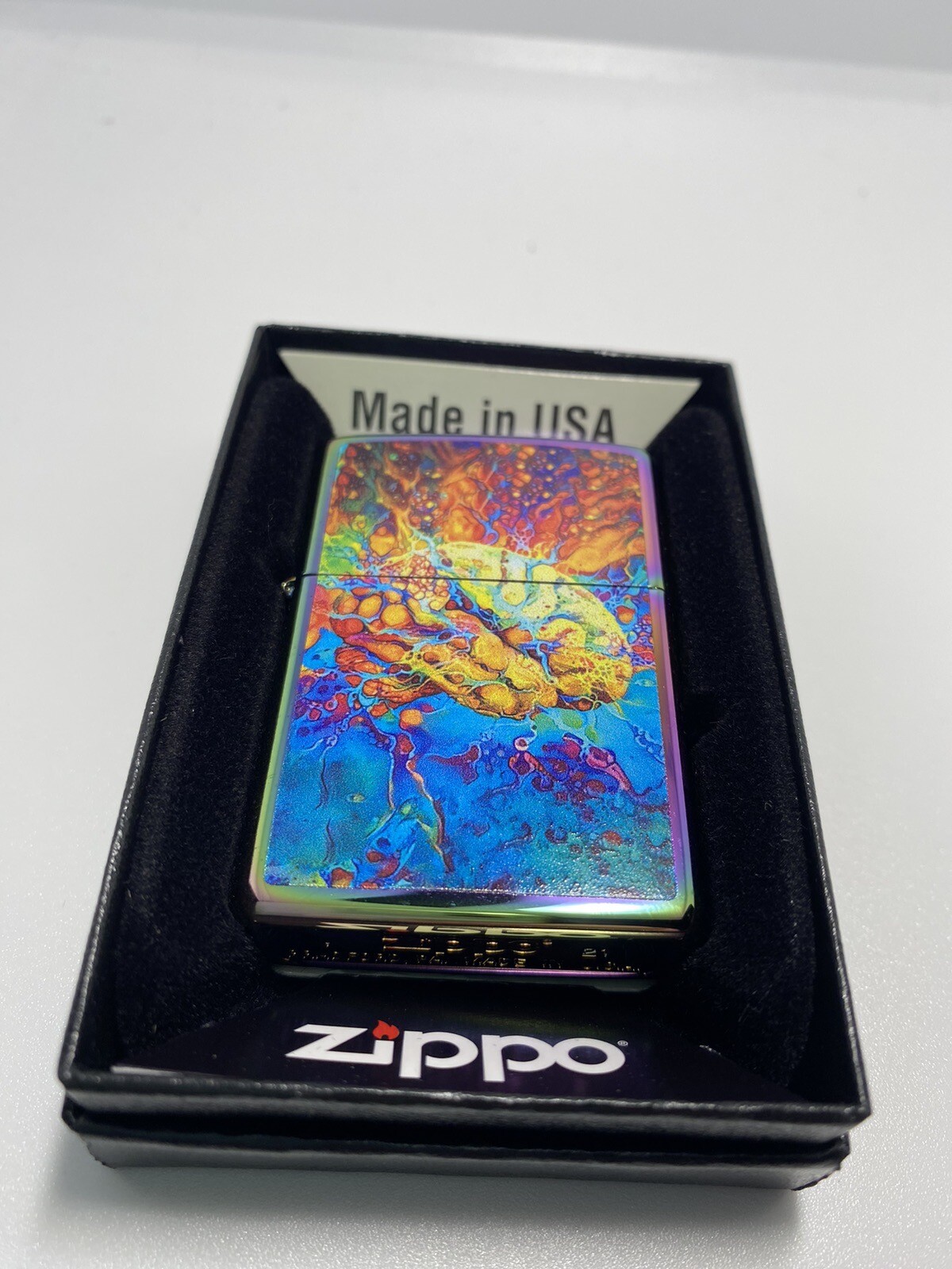 Zippo Psychedelic Brain Design On A 2021 Spectrum Lighter