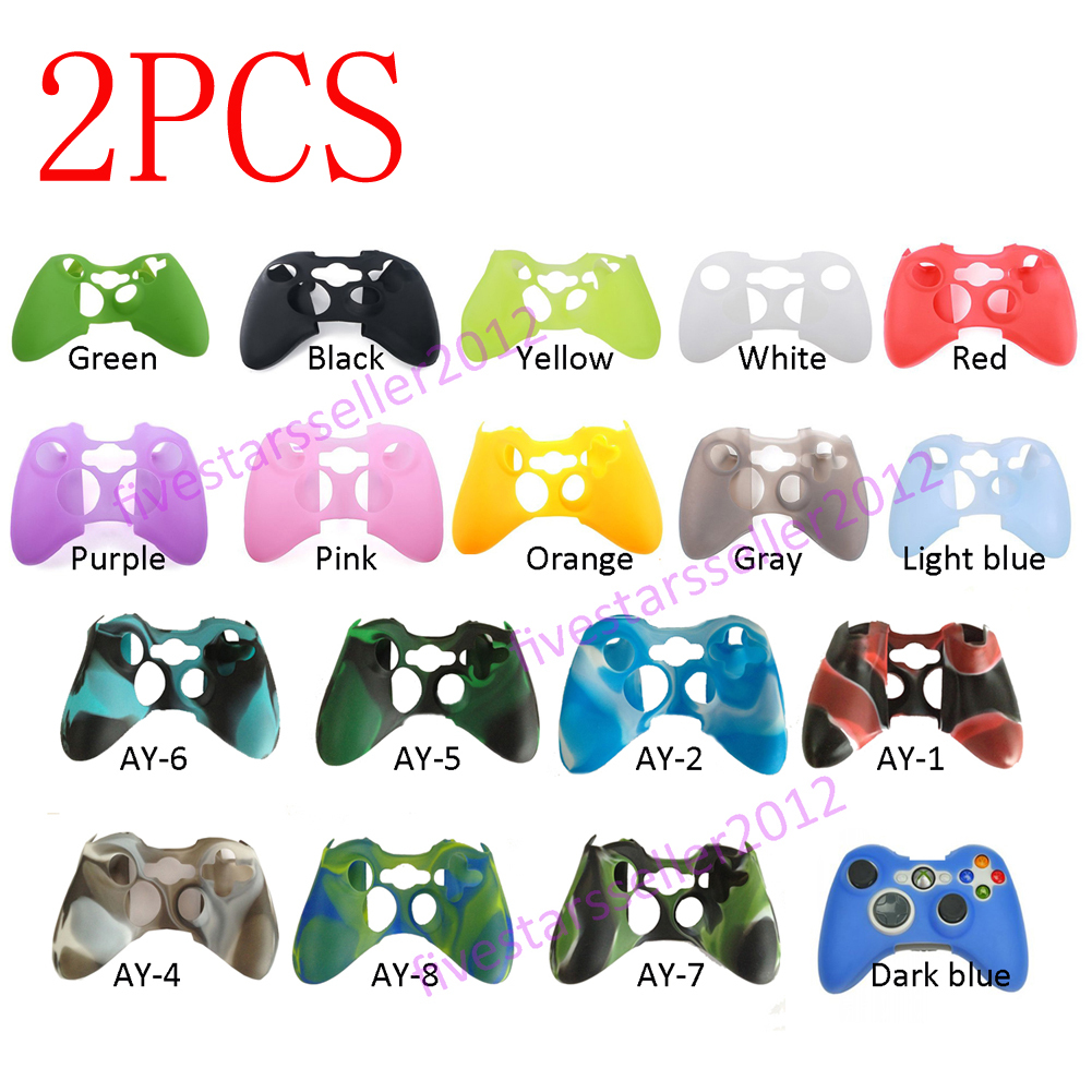 2X Rubber Skin Silicone Gel Protective Cover For Microsoft Xbox 360 Controller