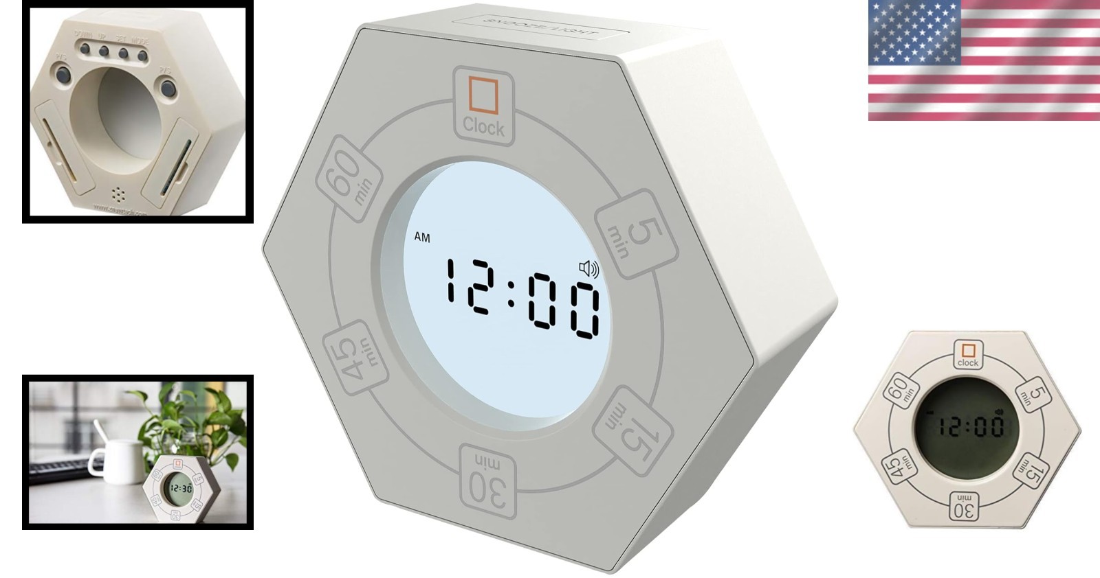 Rotating Productivity Clock for ADHD, White