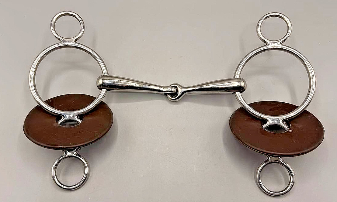Carlyle 5.5" 3-Ring Dutch Gag Elevator Horse Bit Stainless Steel Jointed Used