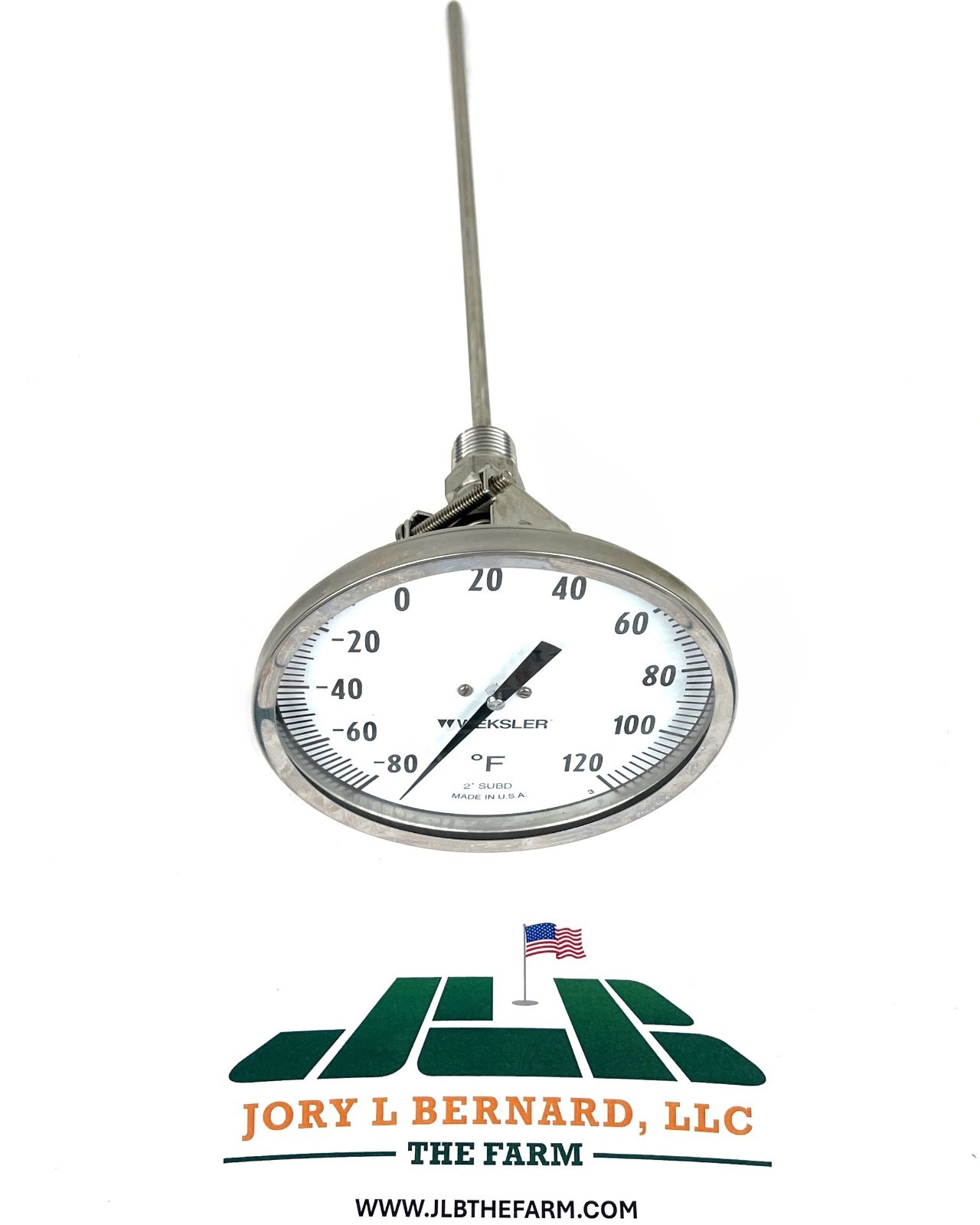 WEKSLER, AF1244FCX, 5" BIMETAL THERMOMETER, 1/2" NPT, 12" STEM, EVERYANGLE, NEW