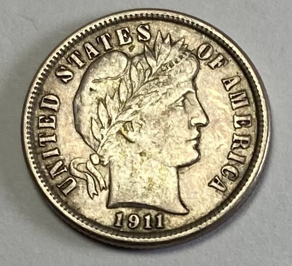 1911 Barber Liberty Head Silver Dime. Almost Uncirculated. INV#7208