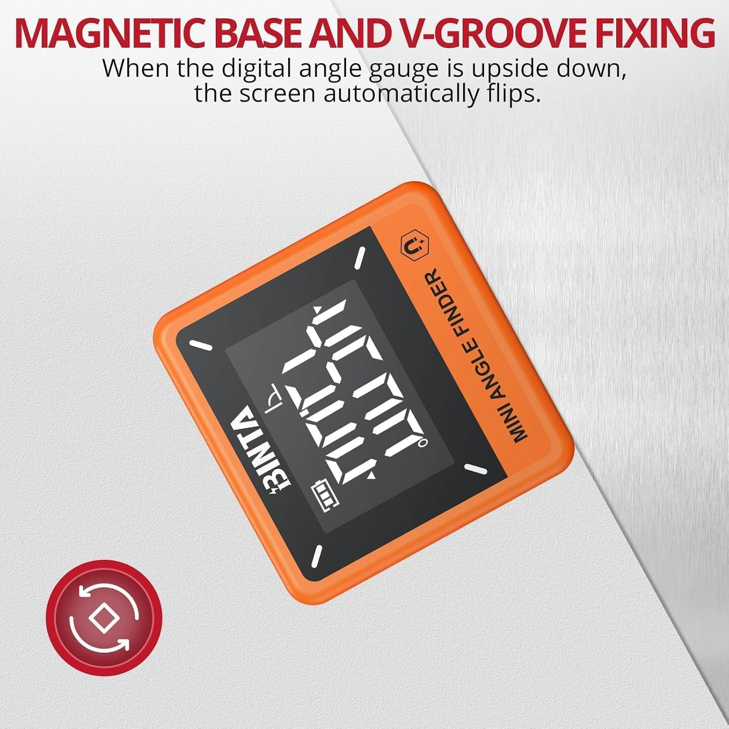 Digital Angle Finder Magnetic, IP54 Waterproof Dustproof Gauge Orange |
