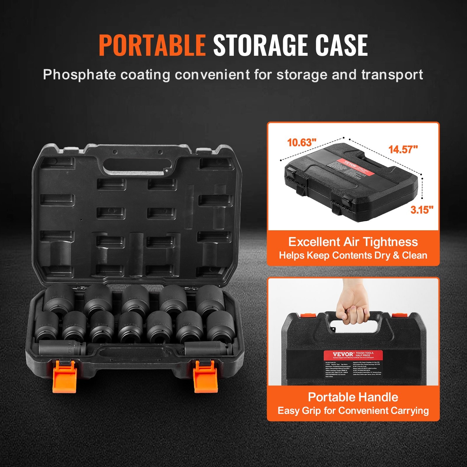 HOT/ Axle Nut Impact Socket Set 1/2" Drive Deep 6+12-Point 14PCS Metric Socket