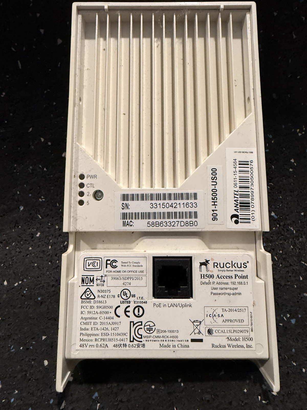 Ruckus ZoneFlex H500 Access Point Dual Band Wall Switch