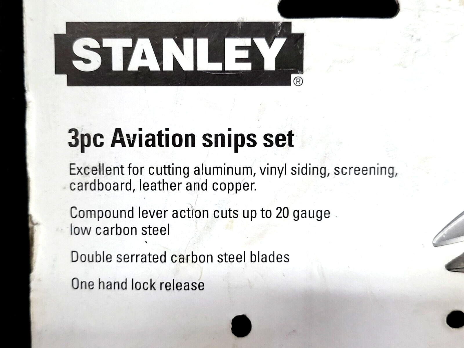 Stanley 14-019 ~3 Piece Aviation Snips Set straight left right, dated 2008